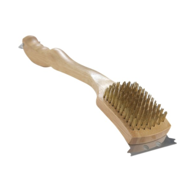 Brosse barbecue en laiton avec manche en bois